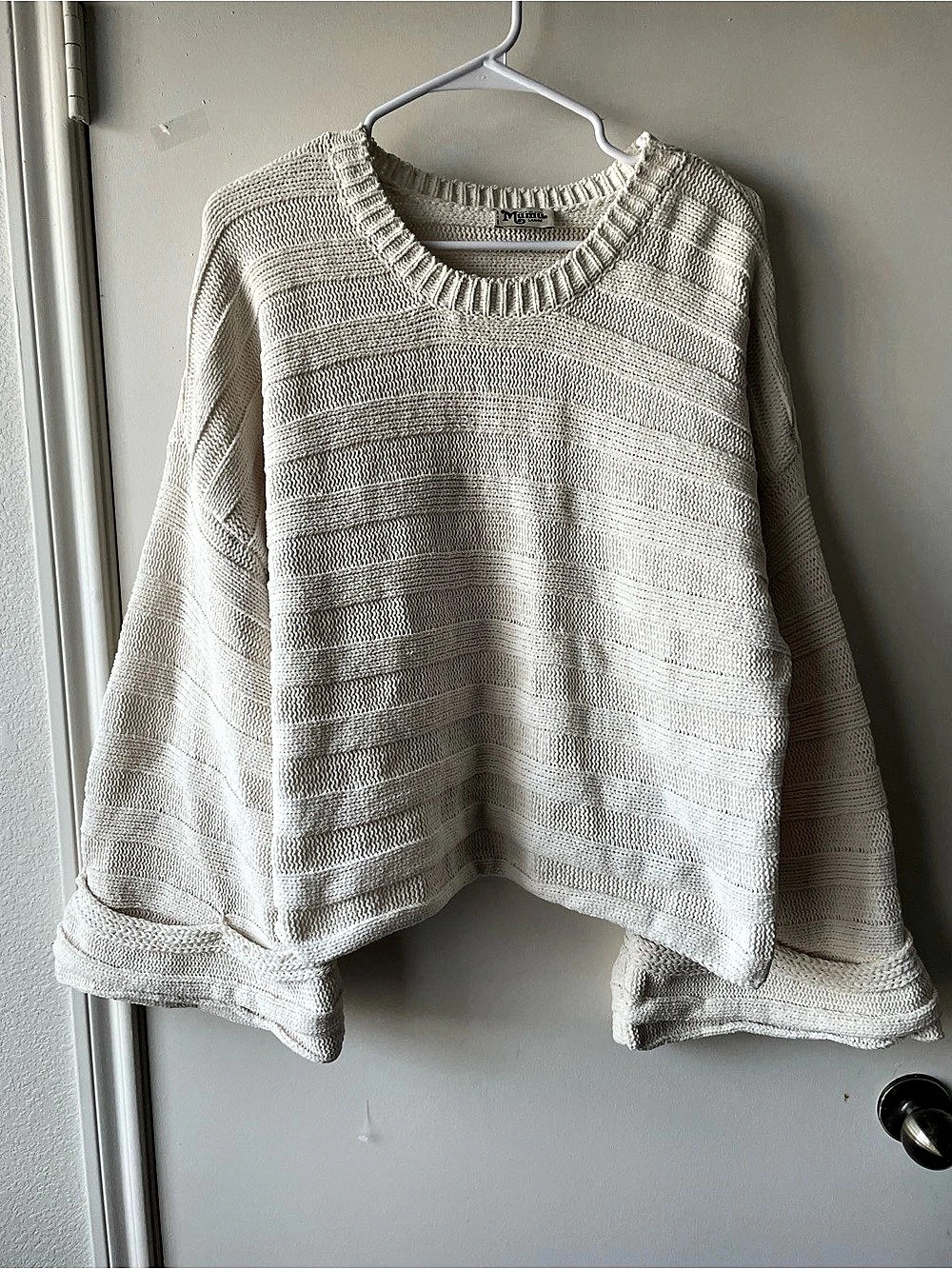 MuMu Sweater Cream Knit Sweater Size Large